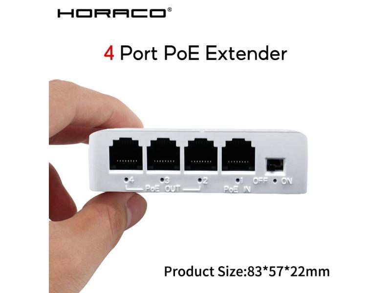 HORACO 4 Port Gigabit POE Extender 100/1000M Network Switch Repeater Carousel 1