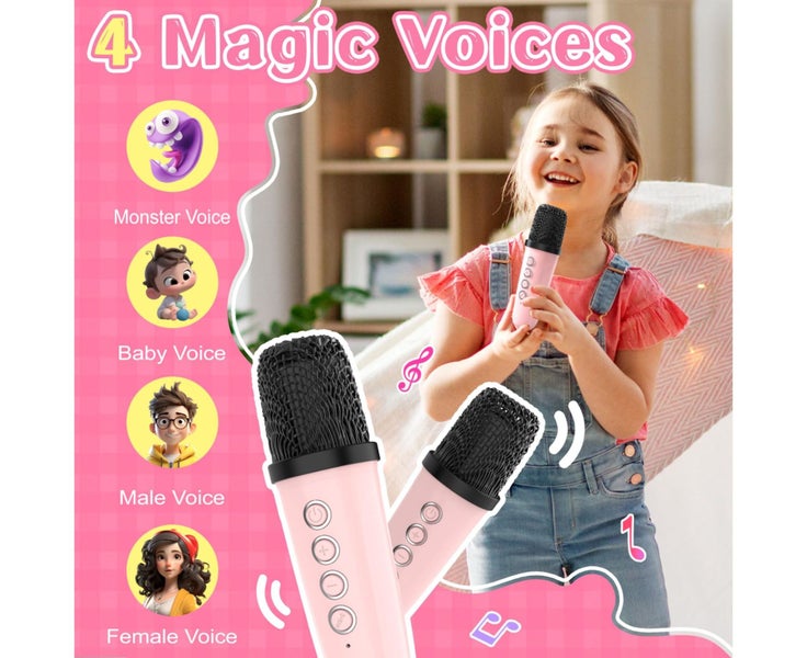Mini Karaoke Machine for Kids, Portable Karaoke Machine with 2 Wilreless Micr Carousel 5