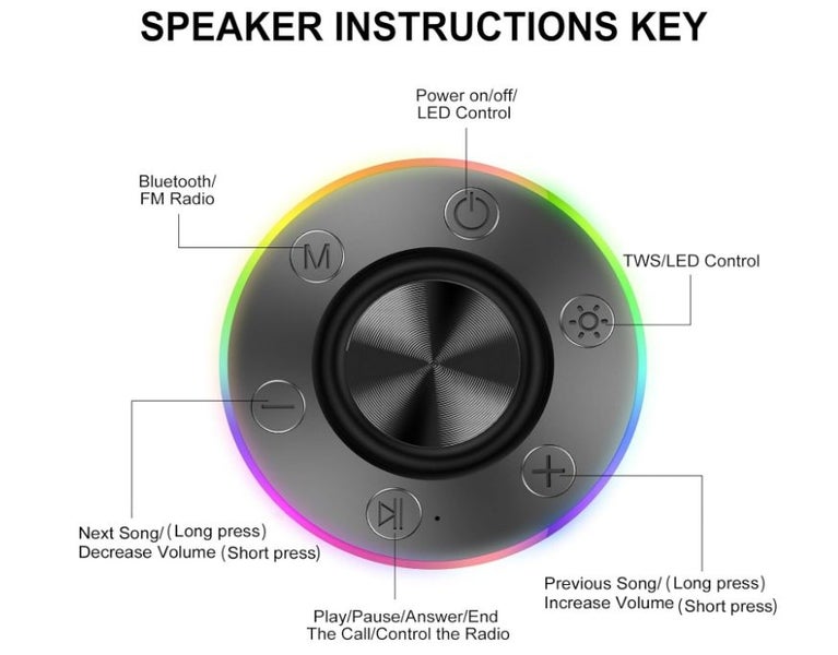 IPX7 Waterproof Bluetooth Speaker, Stereo Sound, Suction Cup, LED Light Show, Carousel 5