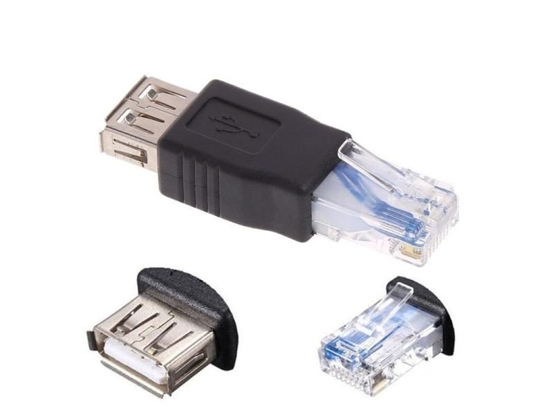 1pcs New TCAM USB Type A Female To RJ45 Male Ethernet LAN Network Router Socket Carousel 1