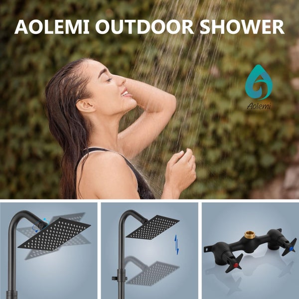 Aolemi Outdoor Shower Kit with Adjustable Slide Bar Outdoor Shower Fixture with Carousel 3