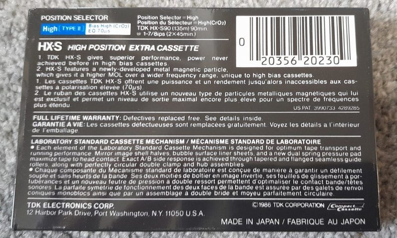 SUPER RARE TYPE II METAL! TDK HX-S 90min Blank Audio Cassette Tape -Japan new Carousel 2
