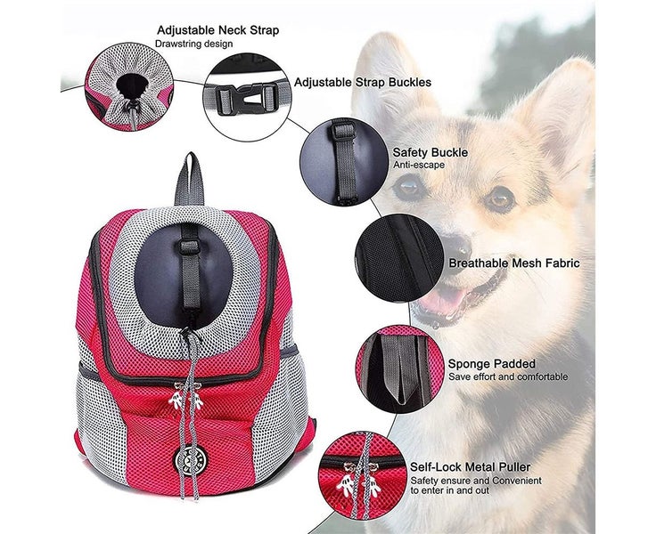 Comfortable Dog Cat Carrier Backpack for Hiking Outdoor Travel-L-Rose red Carousel 2