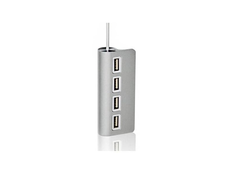 Two Pack Four-Port Aluminium USB Hub with a Shielded Cable -Silver Carousel 1