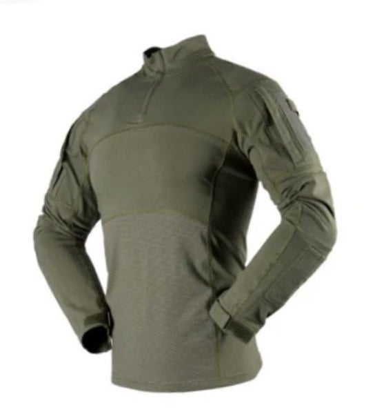 Tactical T Shirt Long Sleeve Breathable Tights- OD Green Medium Carousel 1