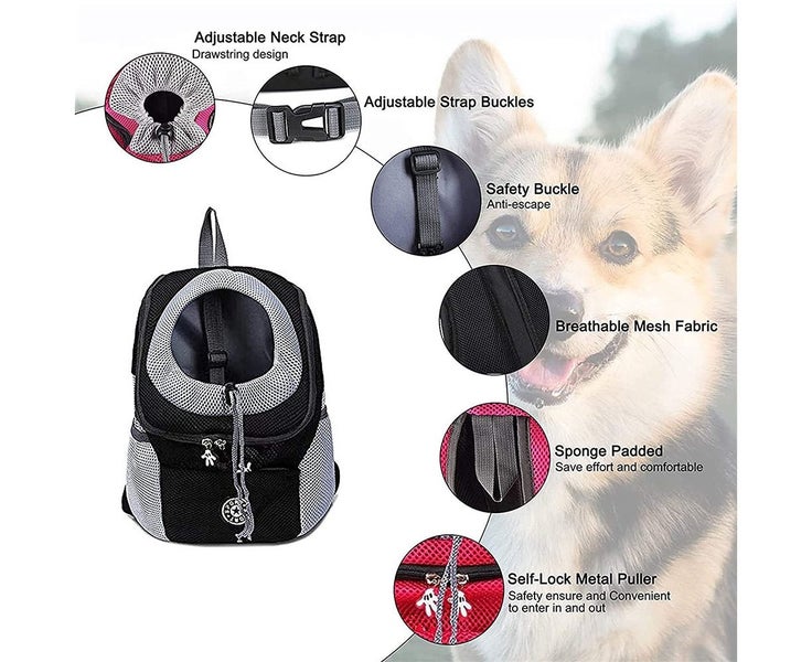 Comfortable Dog Cat Carrier Backpack for Hiking Outdoor Travel-M-Black Carousel 2