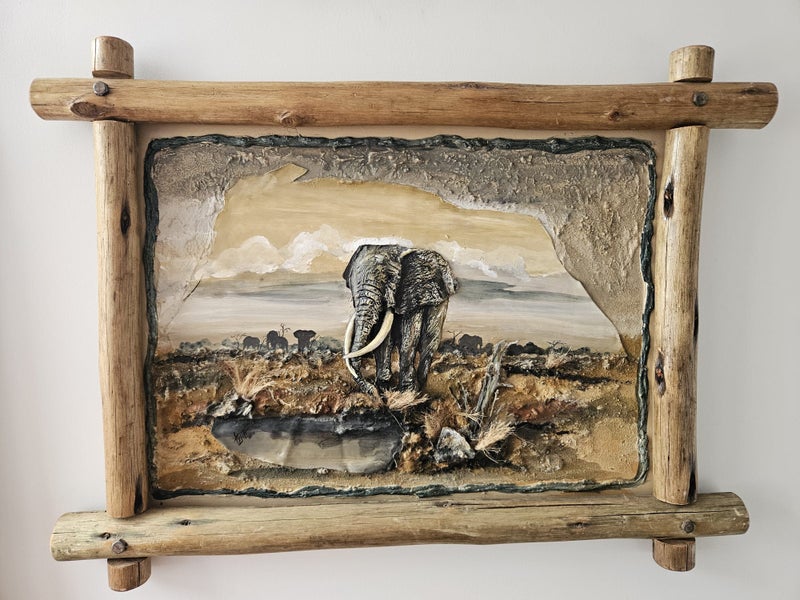 Elephant 3D oil painting landscape mode62948105217409112