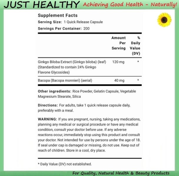 GINKGO - EXTRA STRENGTH - 120mg 200 CAPS VALUE! Carousel 2