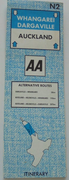 ZB) NZ AA MAP & ITINERARY N2, WHANGAREI, DARGAVILLE, AUCKLAND DATED 1958 EDIT 1 Carousel 1