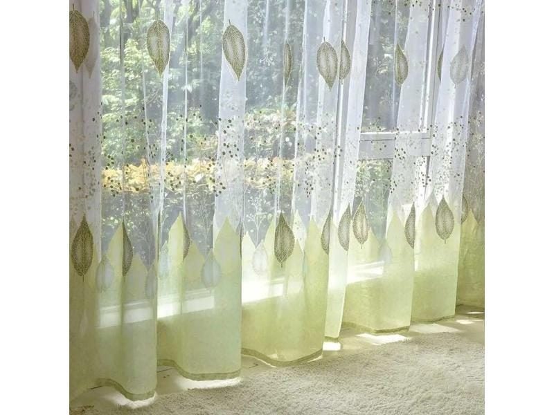 Pastoral Tulle Window Curtain For Living Room Green Sheer Curtain For Bedroom Carousel 1