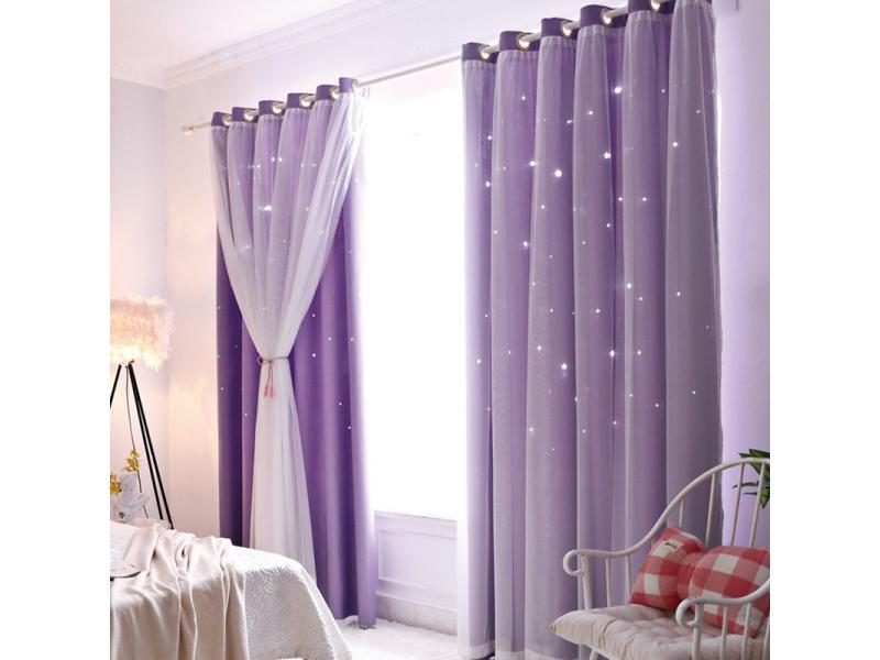 Princess Style Double Layer Stars Curtains For Kids Room Living Room Girl's Carousel 1