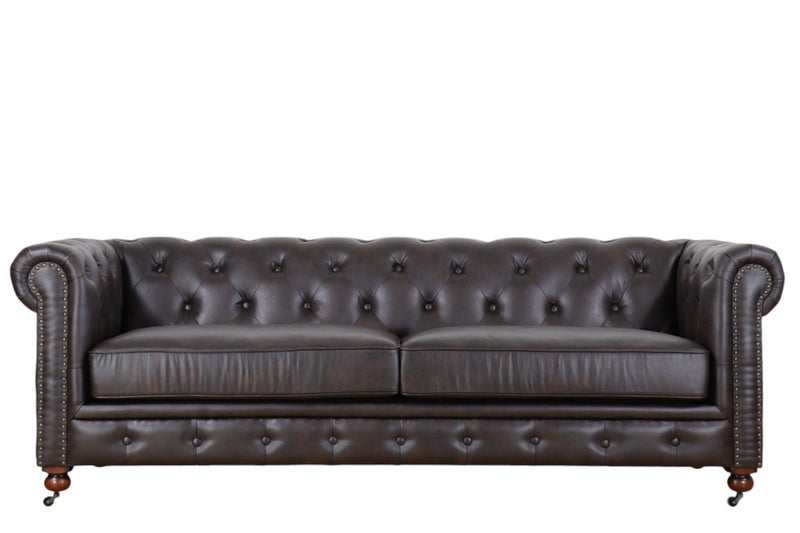 TNC Chesterfield 3 Seater Sofa, Dark Brown Carousel 2