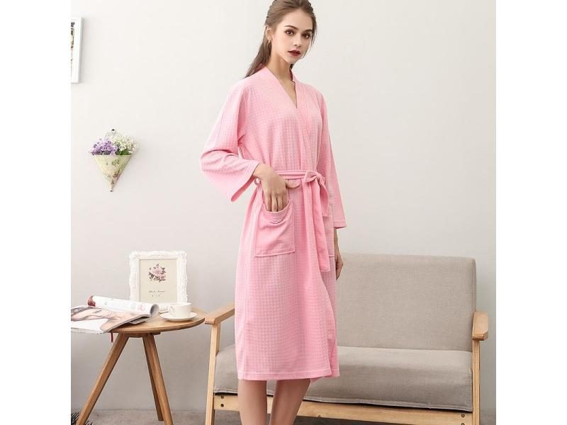 Plus Size 3XL Robe Waffle Women Bathrobe Sleepwear Autumn Lovers' Casual Men Carousel 1