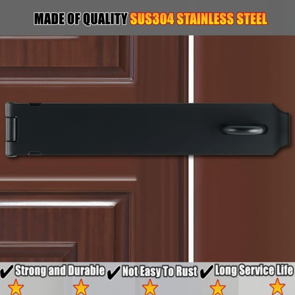 Alise Hasp Lock Door Hinge Lock Padlock Black Clasp Latch Hinges Lock for Doors Carousel 2