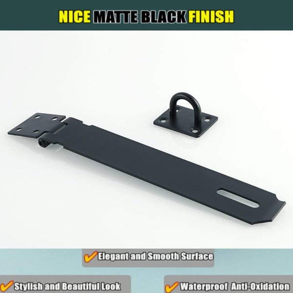 Alise Hasp Lock Door Hinge Lock Padlock Black Clasp Latch Hinges Lock for Doors Carousel 3