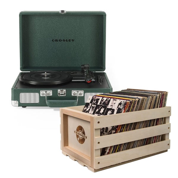Cruiser Bluetooth Portable Turntable - Emerald Green + Bundled Record Storage... Carousel 1