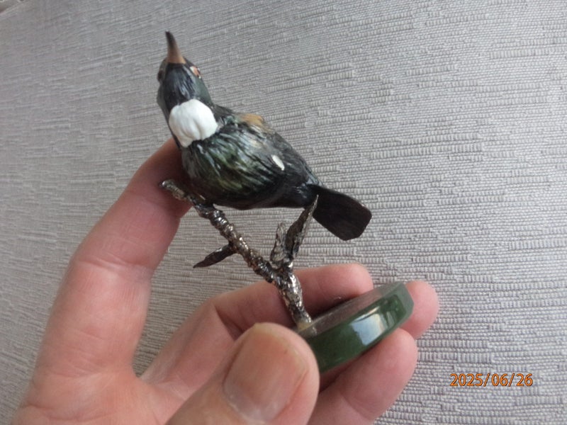 New Zealand Bird on Sterling Silver & Greenstone Base Carousel 2