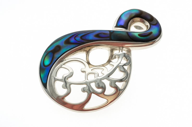 Paua Figure 8 Filigree Sterling Silver Pendant - Abalone Jewelry Carousel 2