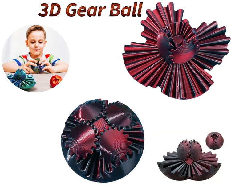NEW 3D Printed Gear Ball Spinner Fidget Toy Sale Sale Carousel 1