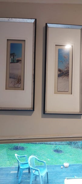 $1 Reserve 2 x Beach scene pictures in Perspex and frame62934713141378111
