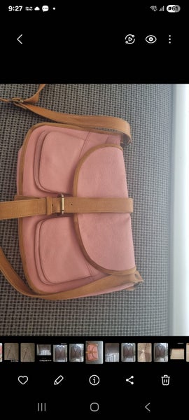 Saben 100% Leather handbag - pink and beige62934713425155113