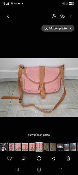 Saben 100% Leather handbag - pink and beige62934713425155114