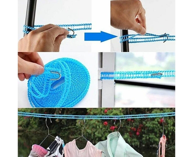 3m Travel Clothes Line Nonslip Clothesline Rope Camping Washing Airer Outdoor Carousel 6