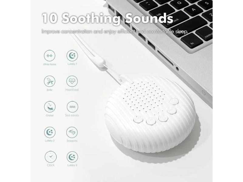 White Noise Sound Machine Portable Baby Sleep Machine 10 Sounds Volume Carousel 1