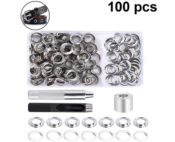Eye button,100boxed 12MMSilver Pressed Air Eyelet Grommet tool kit 12 mm grom Carousel 1
