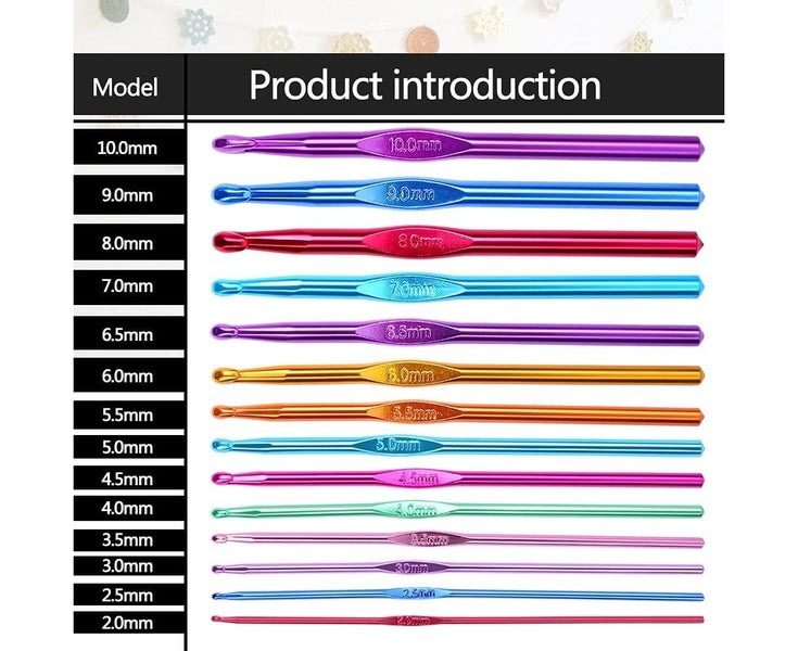 Crochet Hook Set, 14 Sizes Multicolor Aluminum Handle Crochet Hook, Colorful Carousel 2
