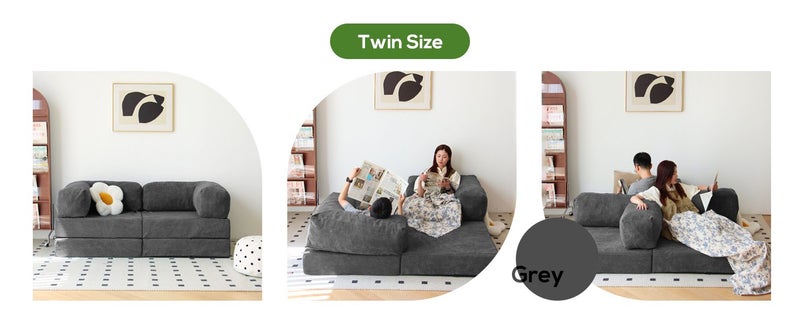 Twin Combination Convertible Folding Sofa Bed Armless Foam Sleeper Floor Couch62934714647683111