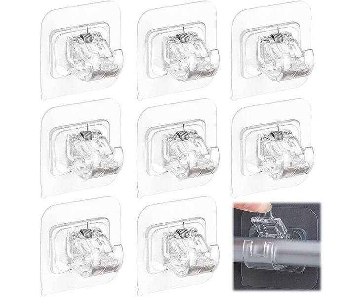 Curtain Rod Bracket No Drilling 8Pcs, Self Adhesive Curtain Rod Brackets Carousel 1