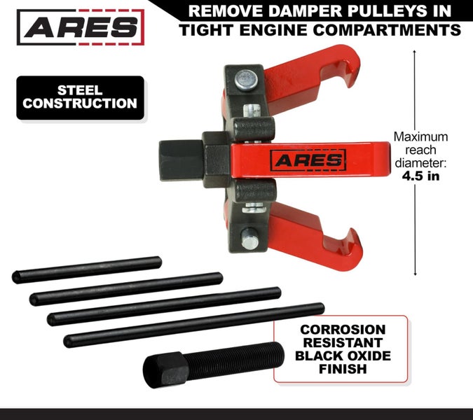 ARES 71002 Harmonic Balancer Puller Kit Adjustable 3Jaw Puller Fits Most Late Mo Carousel 3