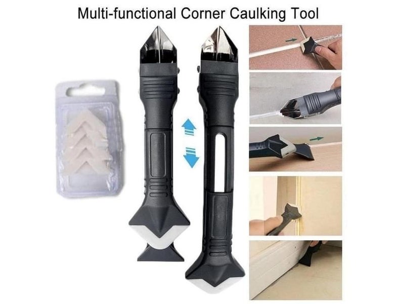 3 In 1 Silicone Caulking Tool Dual Heads Scraper with 5 Replacement Heads Carousel 1