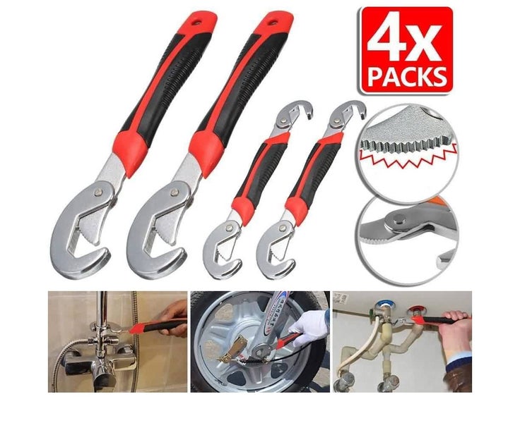 4pack Pipe Wrench Set Quick Snap Pipe Spanner Adjustable Wrench Grip 9-32mm Carousel 2
