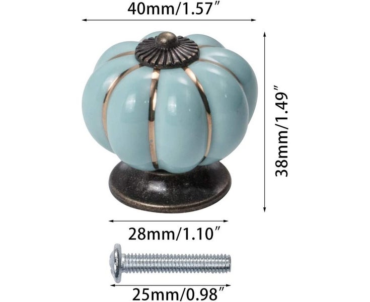 15 PCS Pumpkin Door Ceramics Pull Handle Knob for Cabinet, Cupboard, Wardrobe Carousel 2