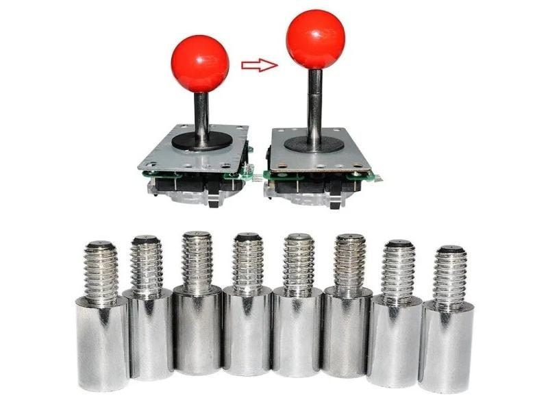 8pcs Chrome Arcade Joystick Shaft Extender 15mm For SANWA Joystick Carousel 1