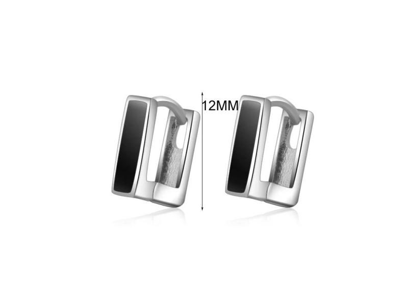 MEETSOFT 925 Sterling Silver Black Square Hollow Hoop Earrings For Women Carousel 1