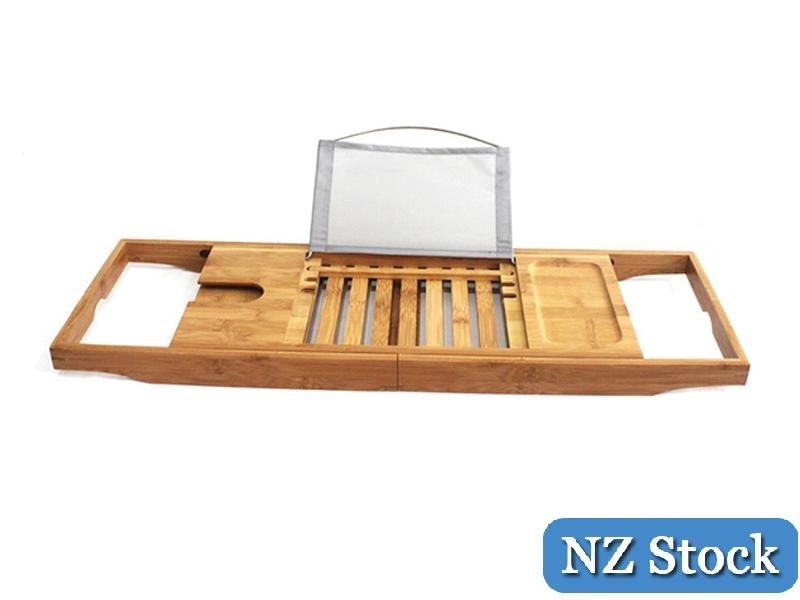 Bamboo Bathtub Tray Bathroom Storage shelves Carousel 2