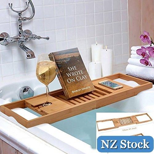Bamboo Bathtub Tray Bathroom Storage shelves Carousel 1