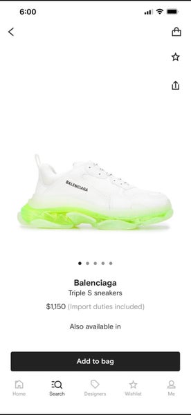 Balenciaga Triple S black/white neon-green sole — EU 43, w/box.62972918347907114
