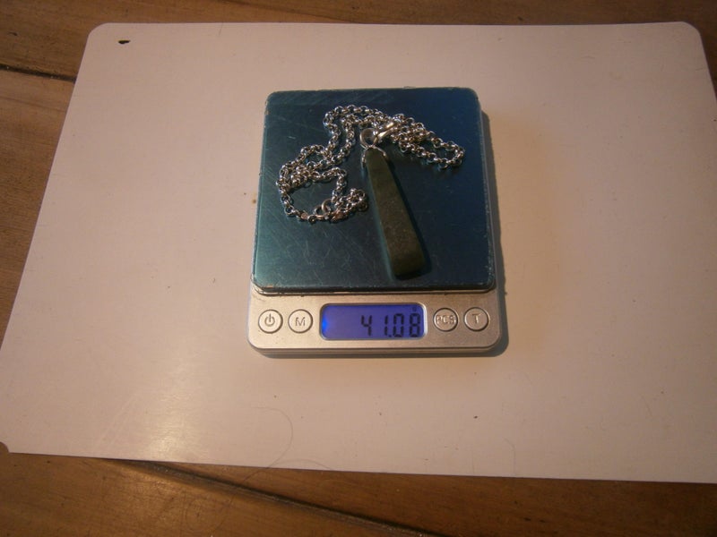 STG.SIL.BELCHER FOB CHAIN NECKLACE WITH NZ GREENSTONE (41gms) Carousel 8