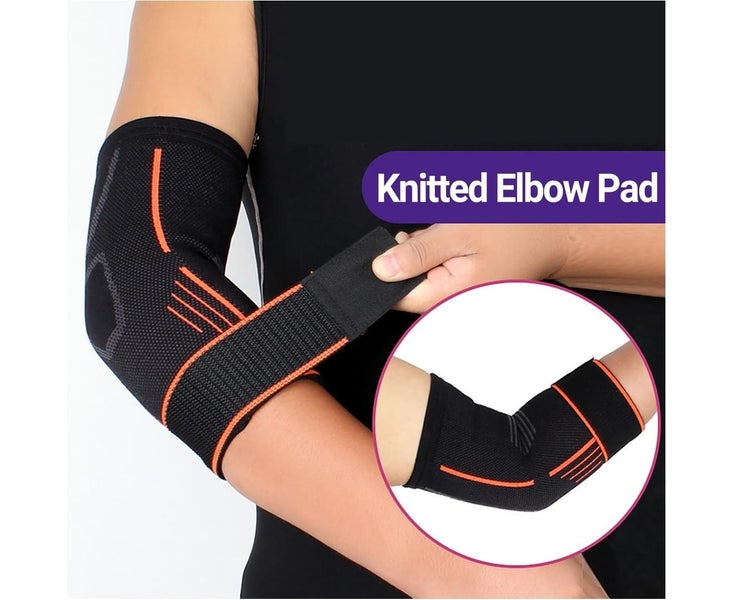 1Pc Striped Print Hook Loop Fasteners Knitted Elbow Pad Reduce Joint Pain Com Carousel 2