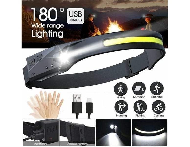 LED Motion Sensor Head Torch Lamp Headlight USB Rechargeable Headlamp Waterpr Carousel 2