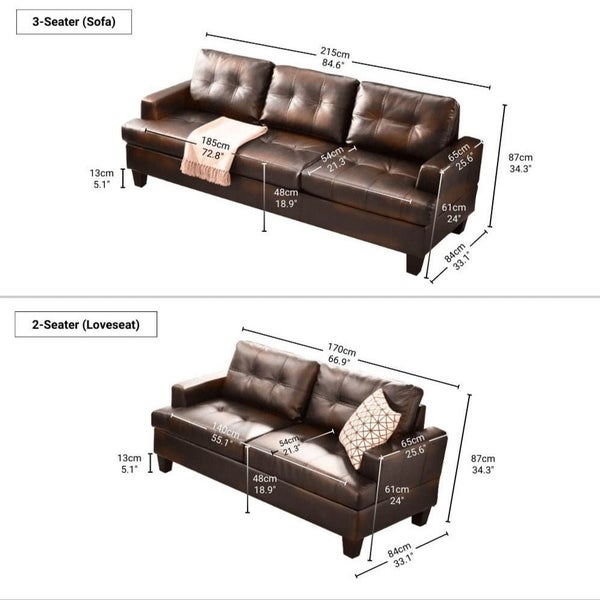Knollwood 3+2 Seater Faux Leather Sofa - Brown Carousel 6