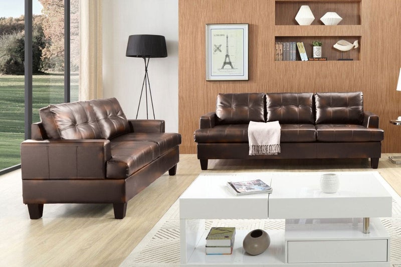 Knollwood 3+2 Seater Faux Leather Sofa - Brown Carousel 2