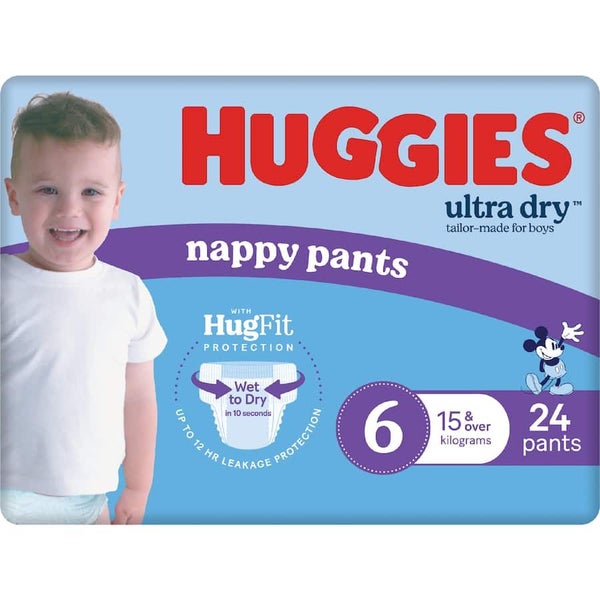 Huggies Ultra Dry Nappy Pants Junior Boys 15kg+ Size 6 24pack Carousel 2