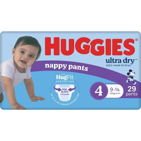 Huggies Ultra Dry Nappy Pants Toddler Boys 9-14kg Size 4 29pack Carousel 2