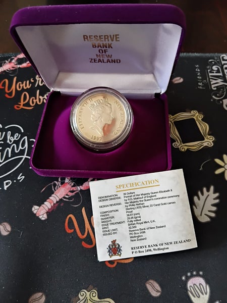 $1 Reserve!! 1997 Sterling Silver and Gold Cameo $20 Coin in case Carousel 2