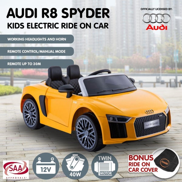 R8 Spyder Audi Licensed Kids Electric Ride On Car Remote Control Yellow Kids Ri Carousel 8